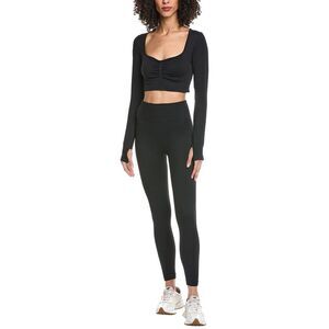 Marion Womens  2Pc Cropped Top & Yoga Legging Set, Black